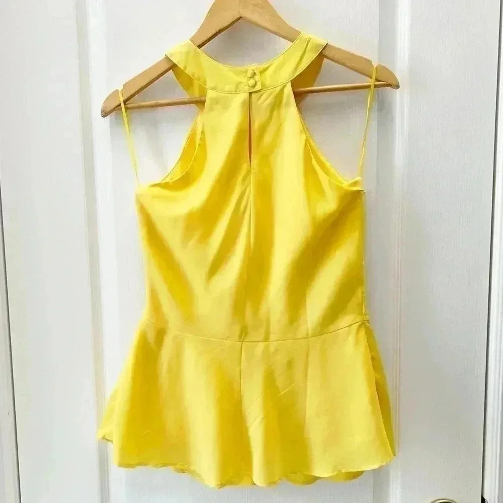 Ricki’s Yellow Halter Neck Sleeveless Peplum Top Flowy Blouse 0/XS - Picture 6 of 15